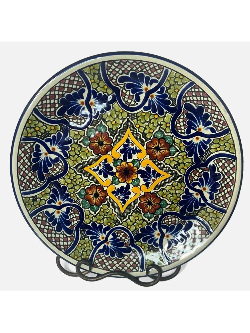 VTG Talavera Mexican Handpainted Pottery Serving Charger Plate Folk Art Floral